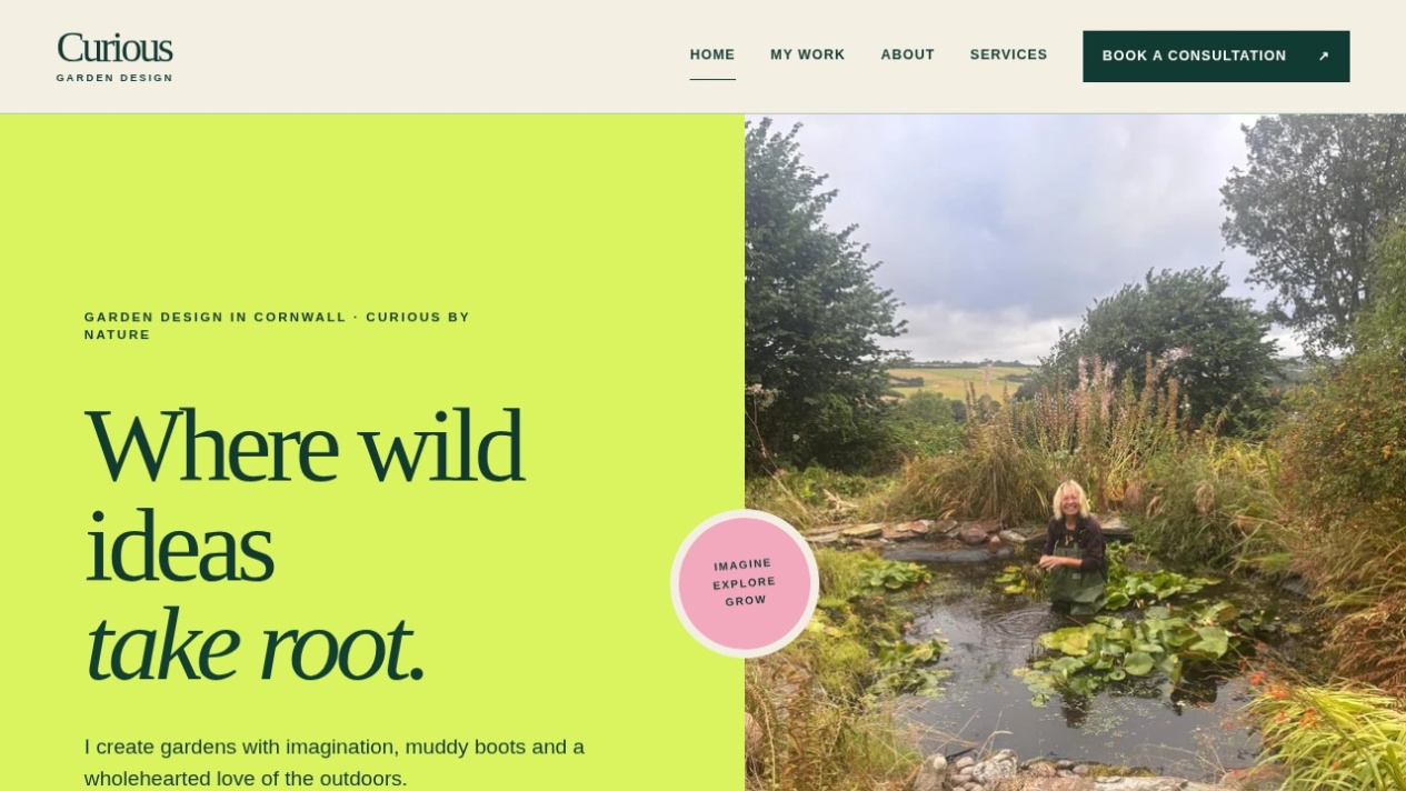 Curious Garden Design live website homepage
